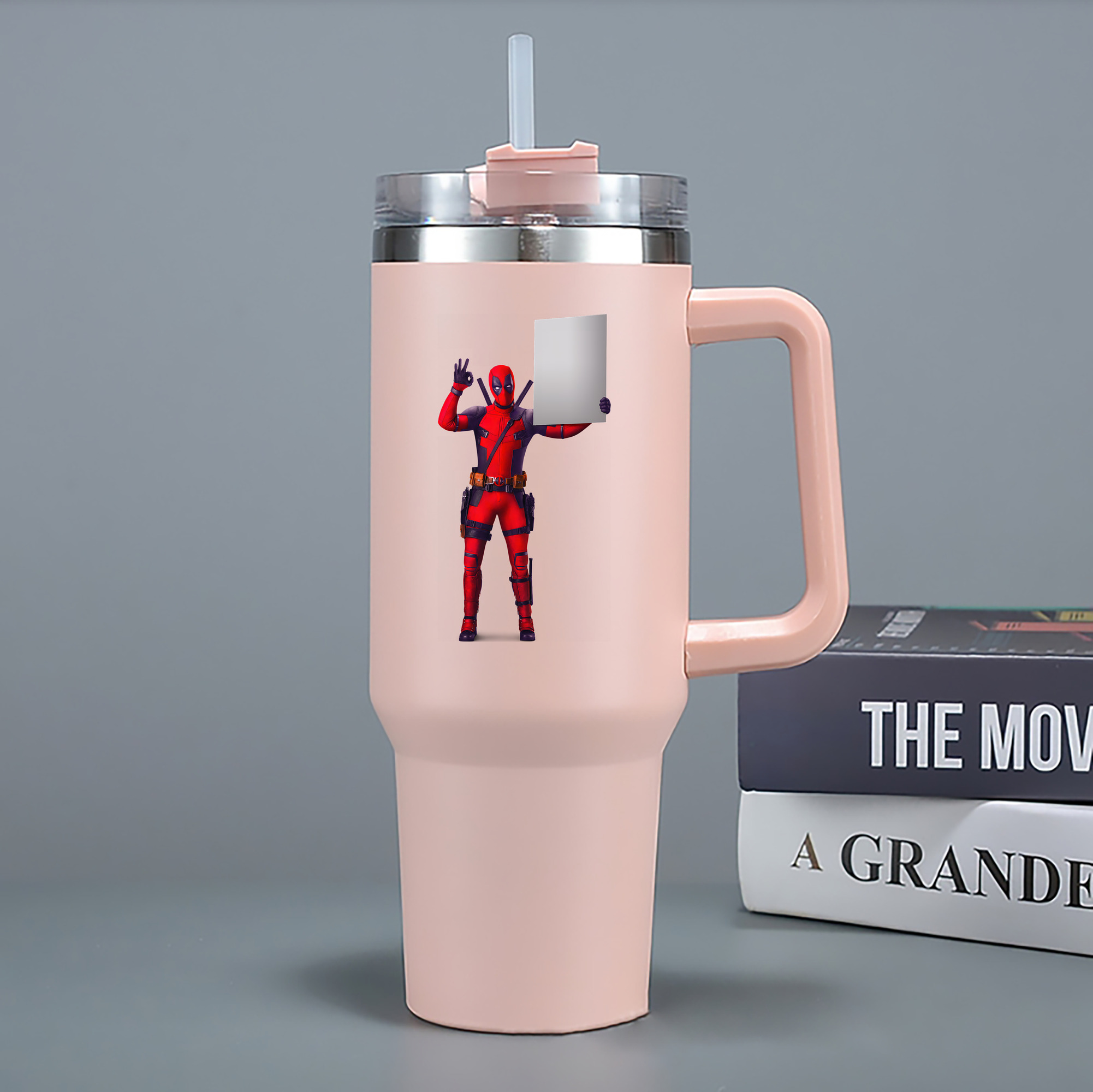 （画像用） Deadpool デッドプール 1200mL車用タンブラー - クリスタルステッカー（プラスチックストロー付き）